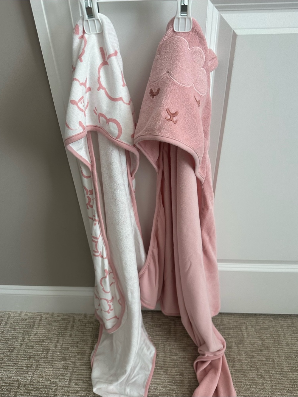 Carter's Soft Pink Hooded Baby Towel - Plush Cloud Design